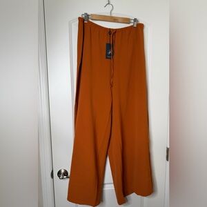 Adrianna Papell Cinnamon Wide-Leg Skinny Waistband Pull on Pants